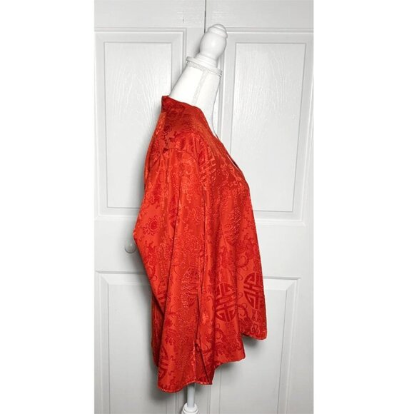 VINTAGE Jacquard Asian Pattern Silk Kimono Style Two Way Jacket - Picture 4 of 7